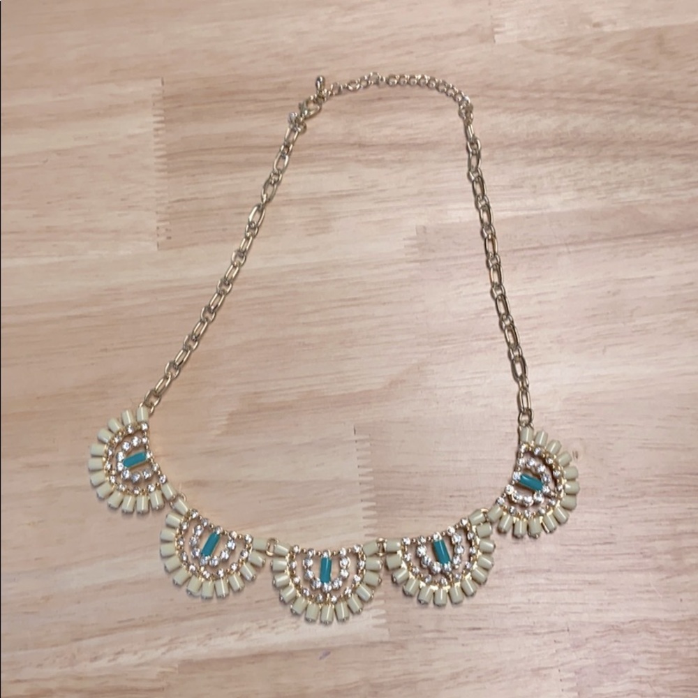 Gold, cream and blue statement necklace